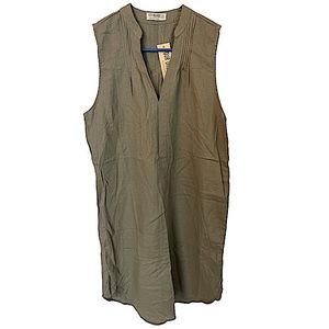 NEW Anthropologie Khaki Green Linen Shirt Dress XS